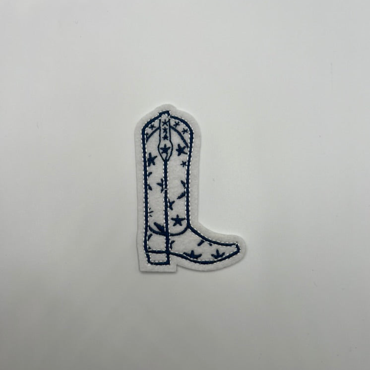 White Boot with Navy Stitch