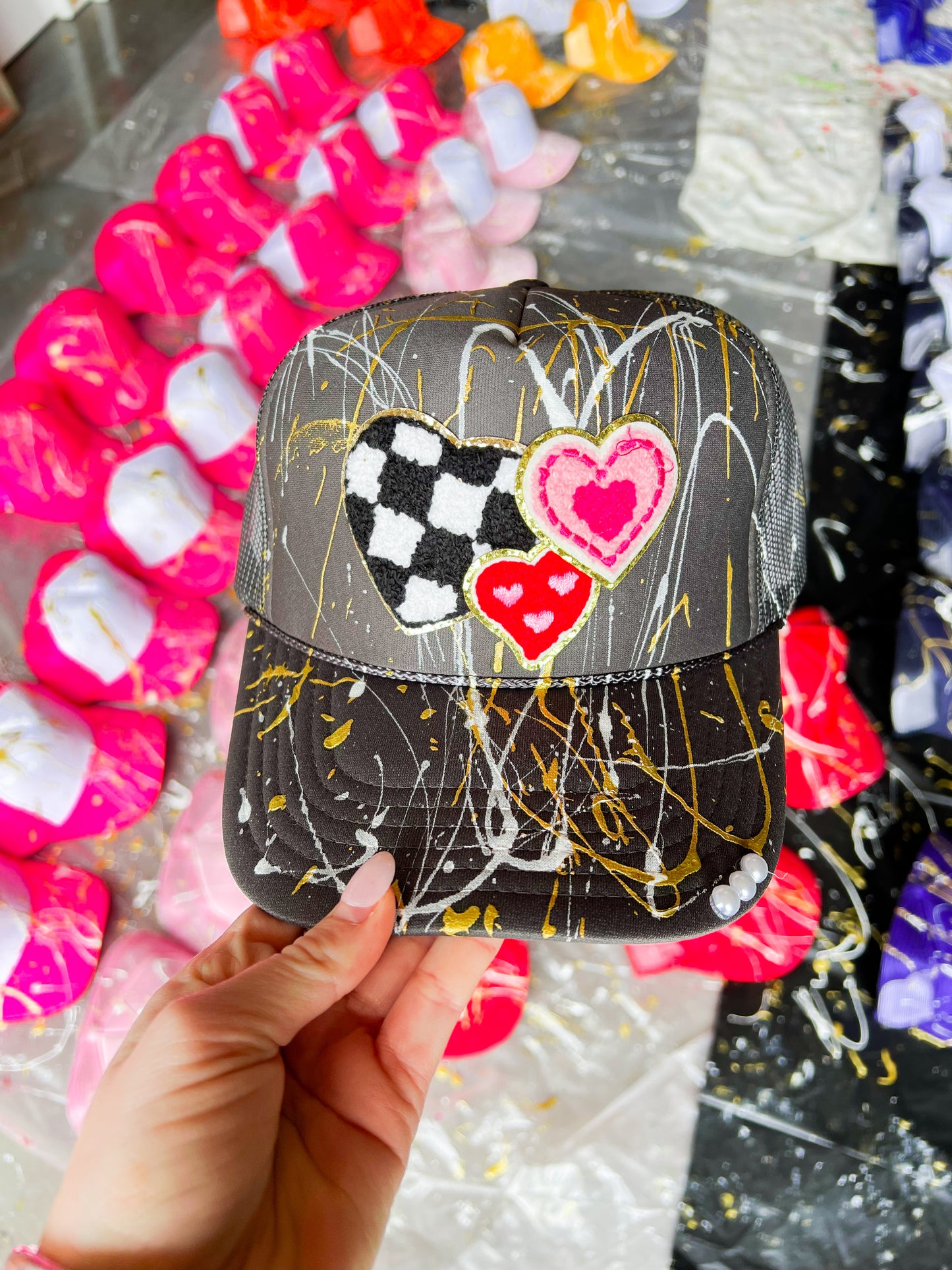 Checkered Heart- Dark Grey