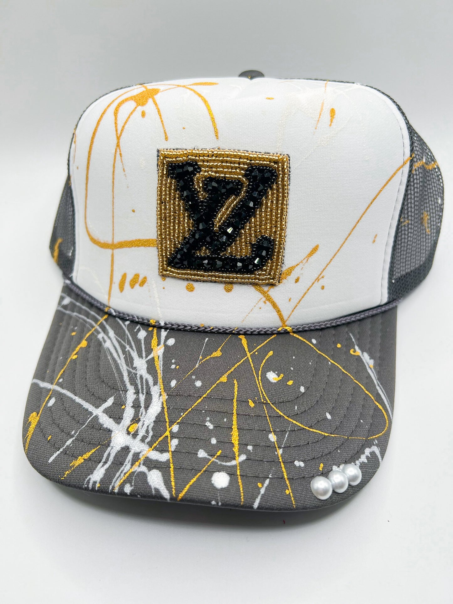 Gold and Black LV Square, Gray