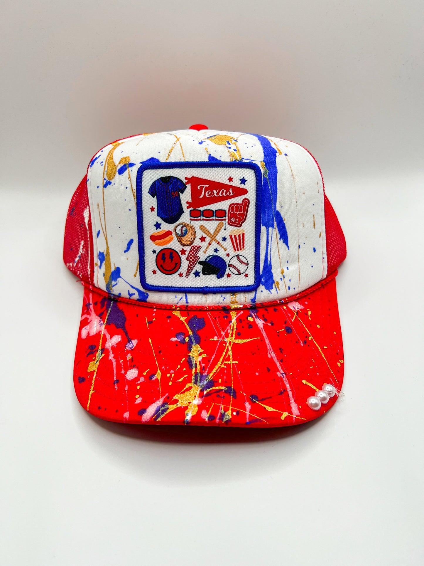 Red “Texas” Trucker- White