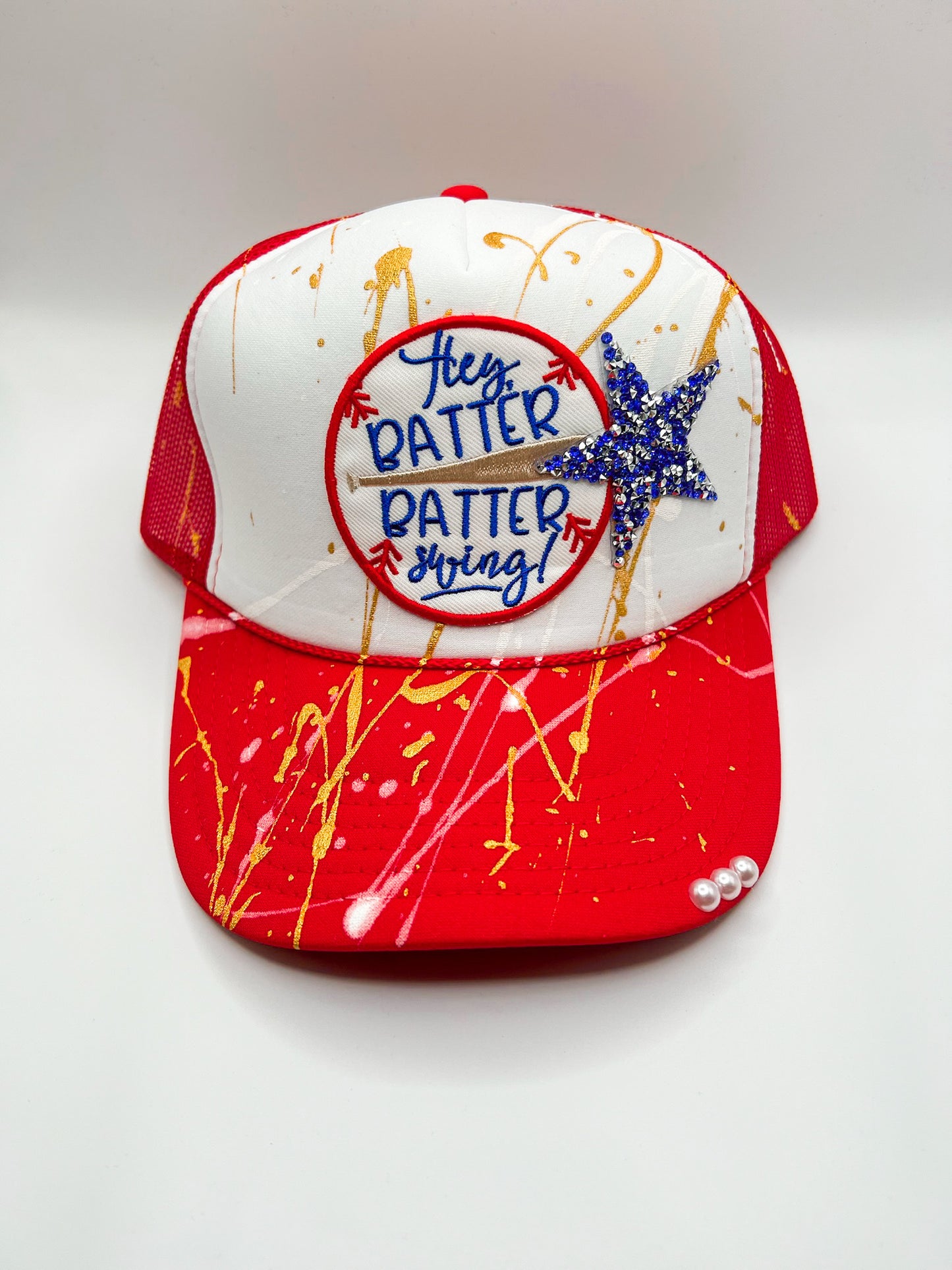 “Hey Batter” Trucker- Red/White