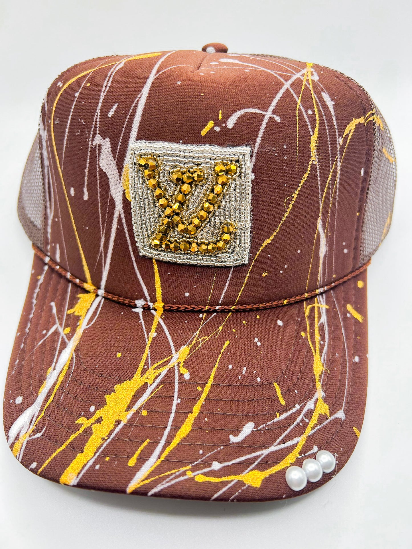 Silver and Gold LV Square, Brown
