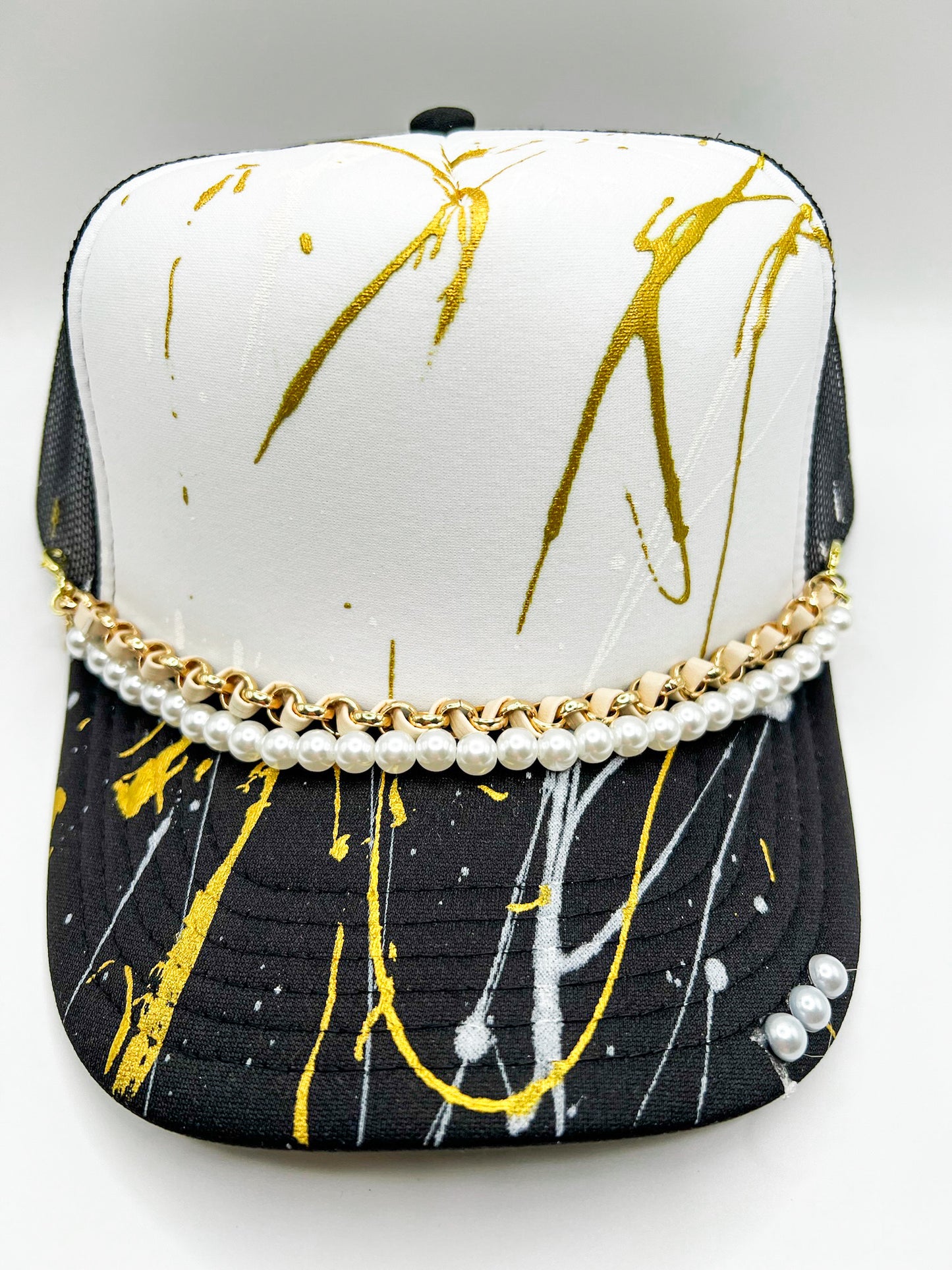 Beige Leather and Pearls Band