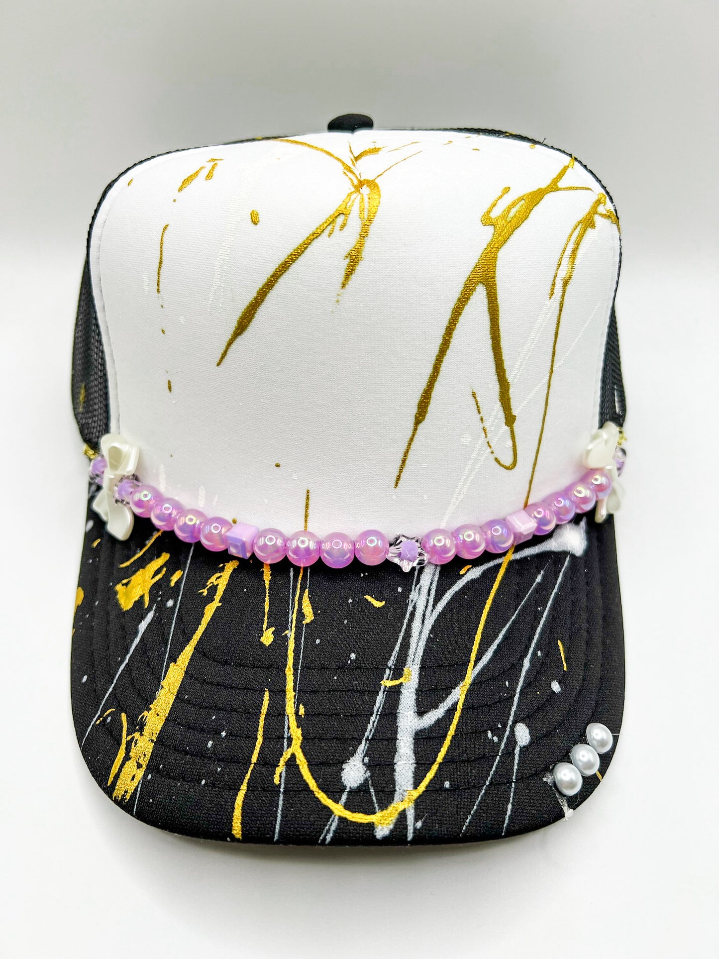 Pink Pearls and Bows Hat Band