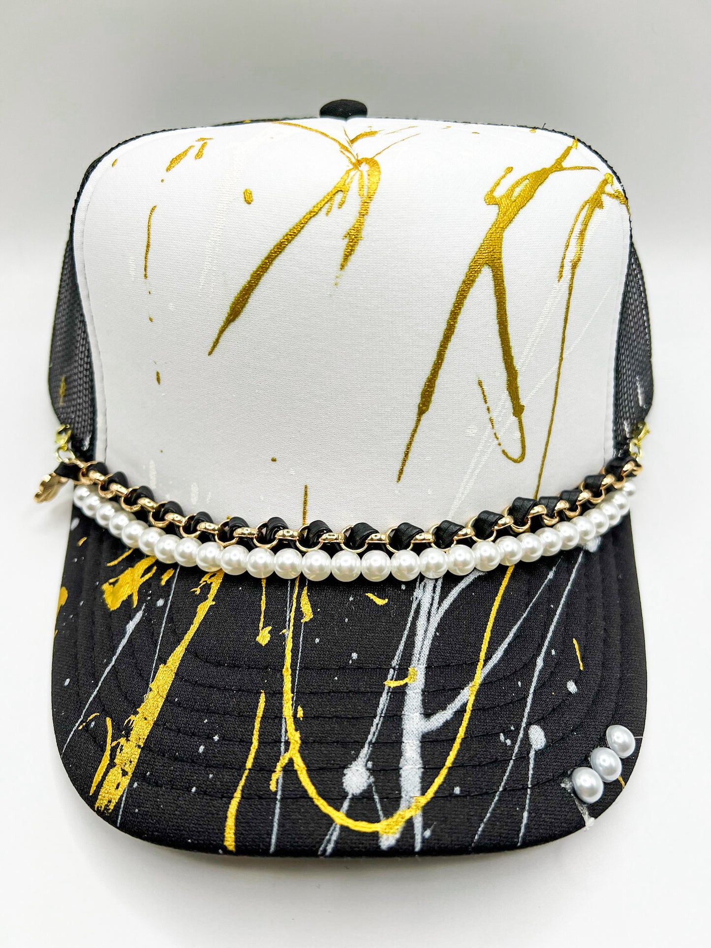 Black Leather and Pearls Double Chain