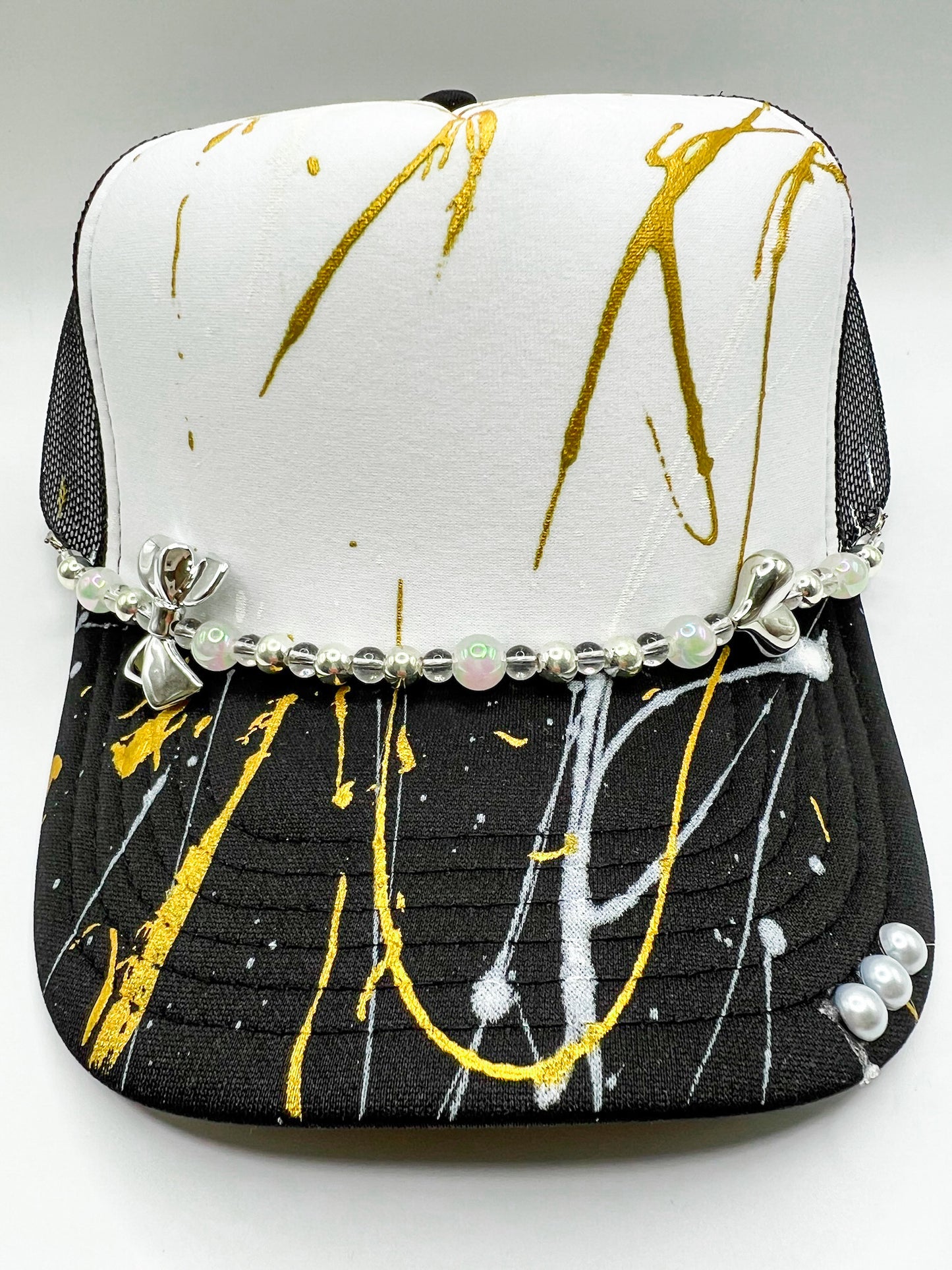 Silver and White Bows Hat Band