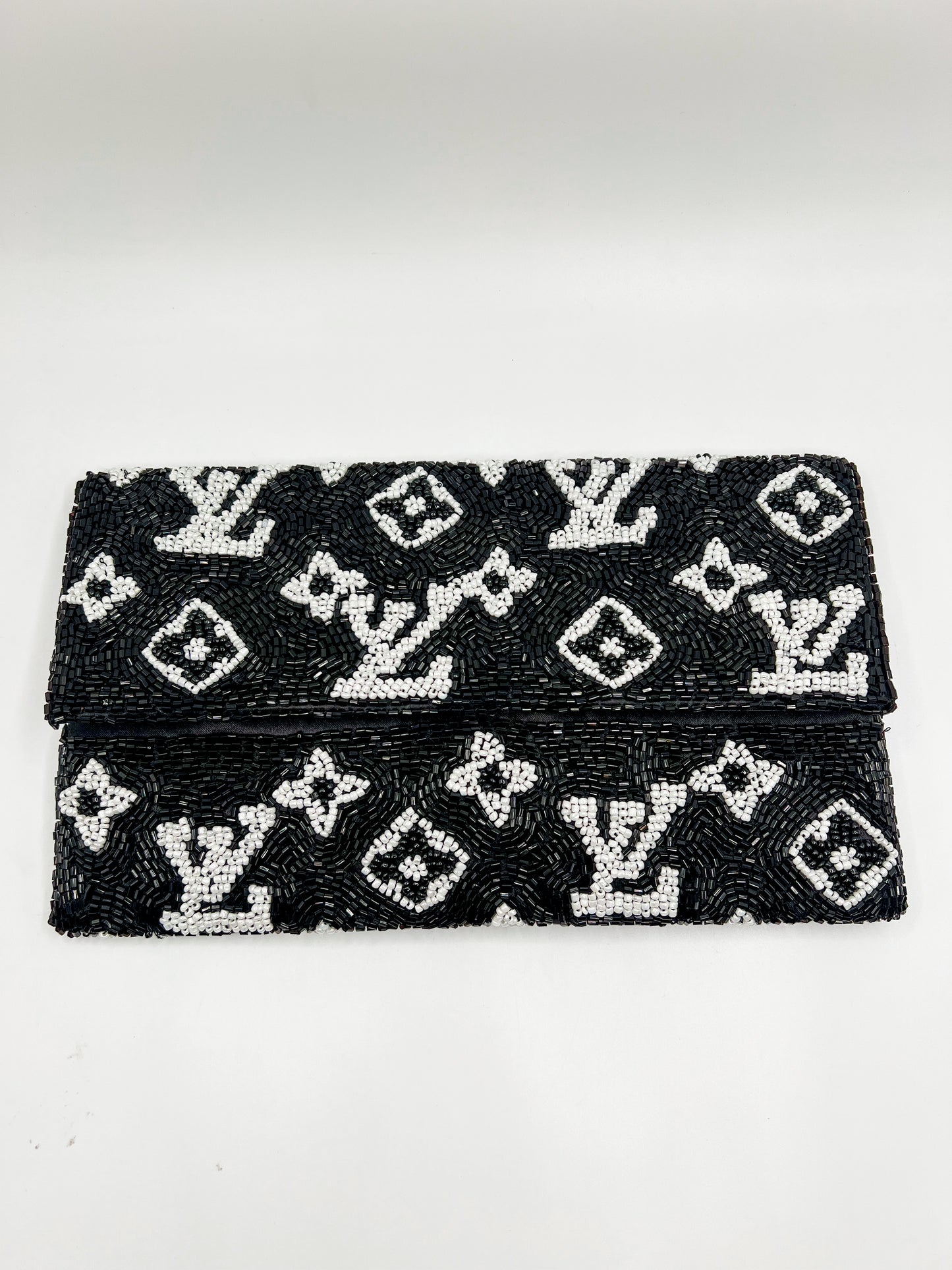 Beaded Clutch- Black Logo