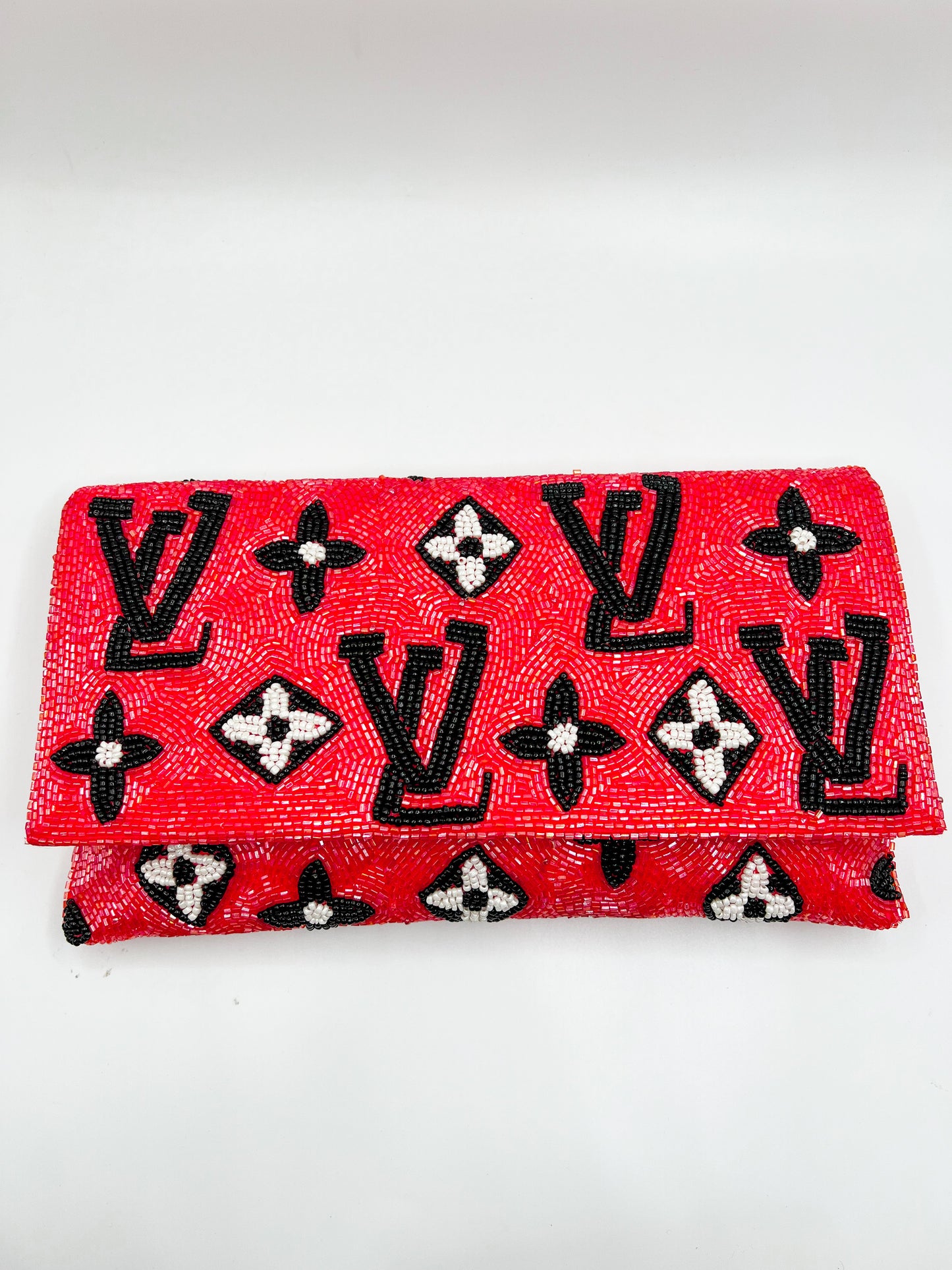Beaded Clutch- Red Logo