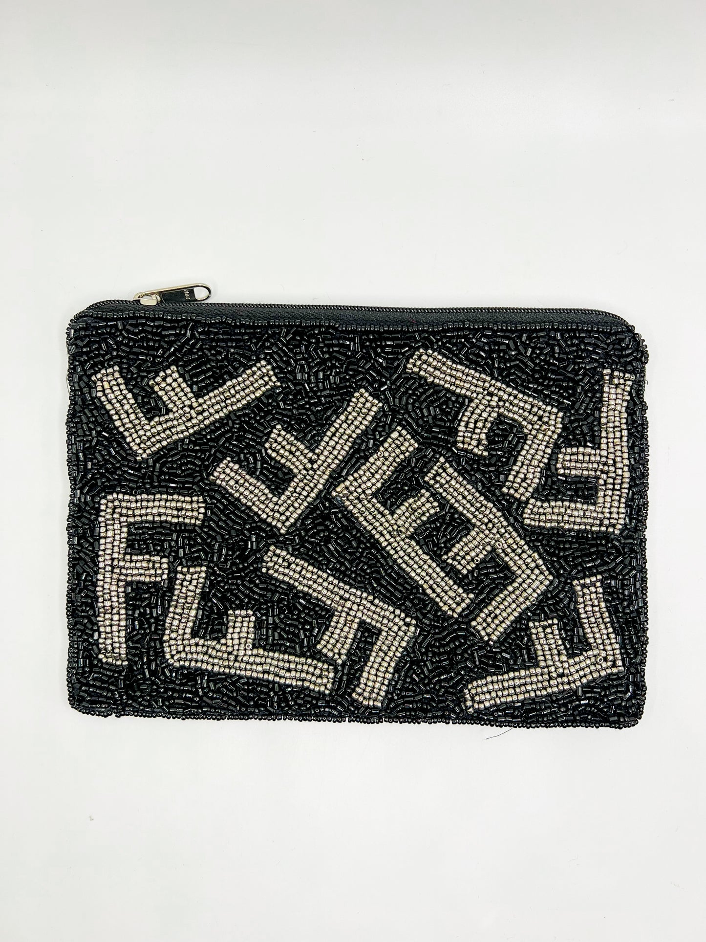 Beaded Coin Purse- Silver F
