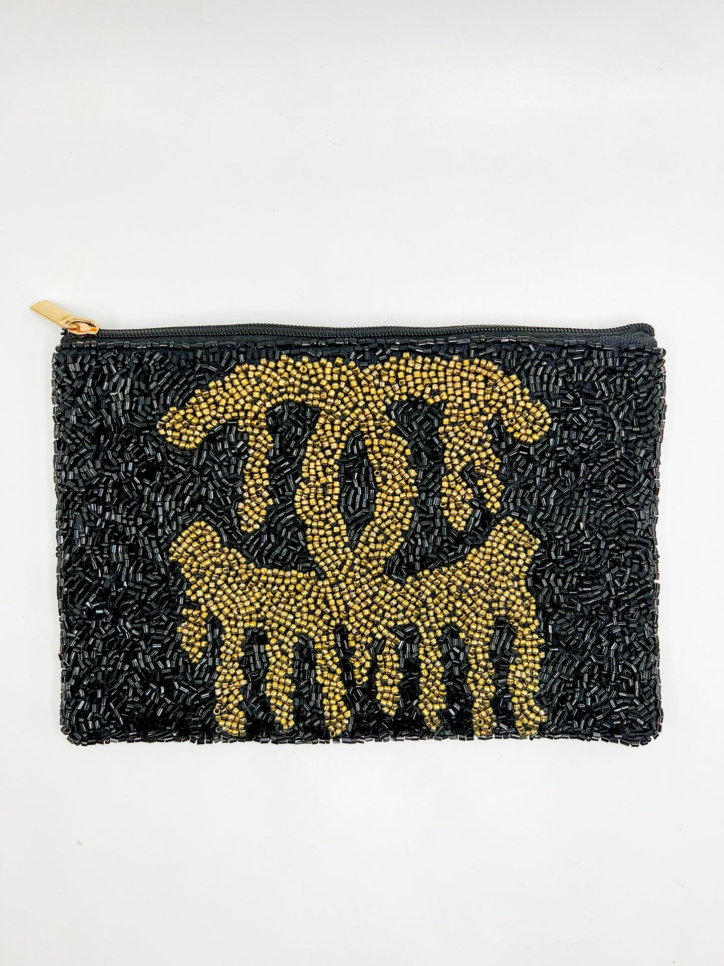 Beaded Coin Purse- Black Drip