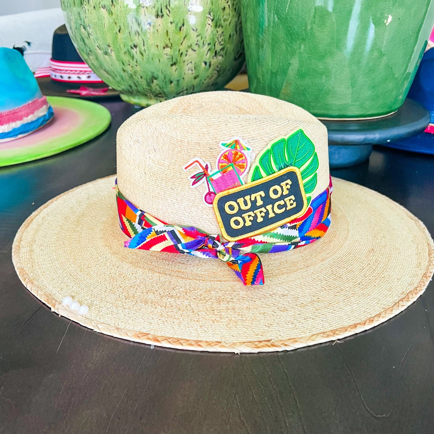100% Palm Out of Office Wide Brim