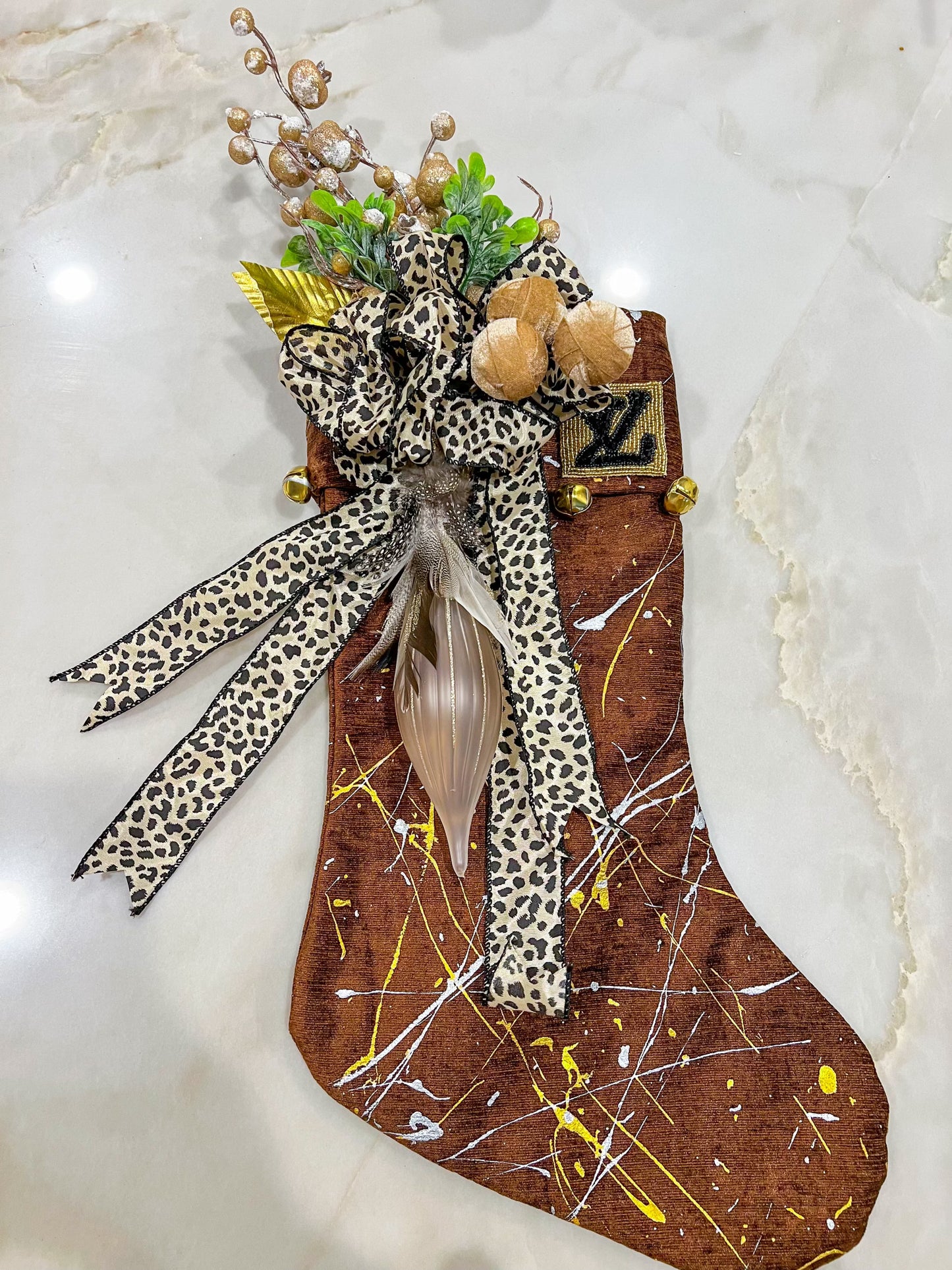 Glass Ornament in with Leopard, Brown LV