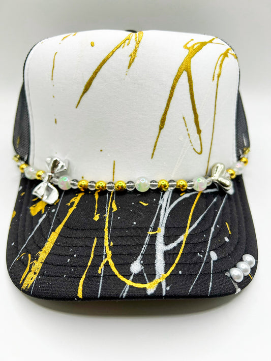 Gold, Pearls and Bows Hat Band