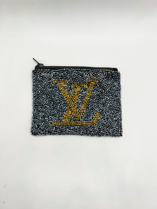 Beaded Coin Wallet- Charcoal LV