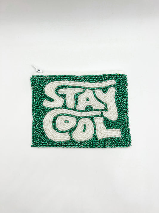 Beaded Coin Wallet- Green Stay Cool