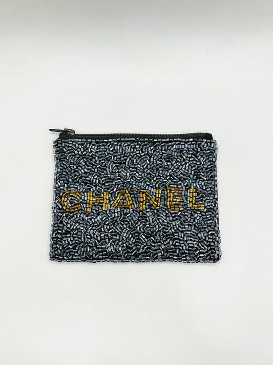 Beaded Coin Wallet- Charcoal CC