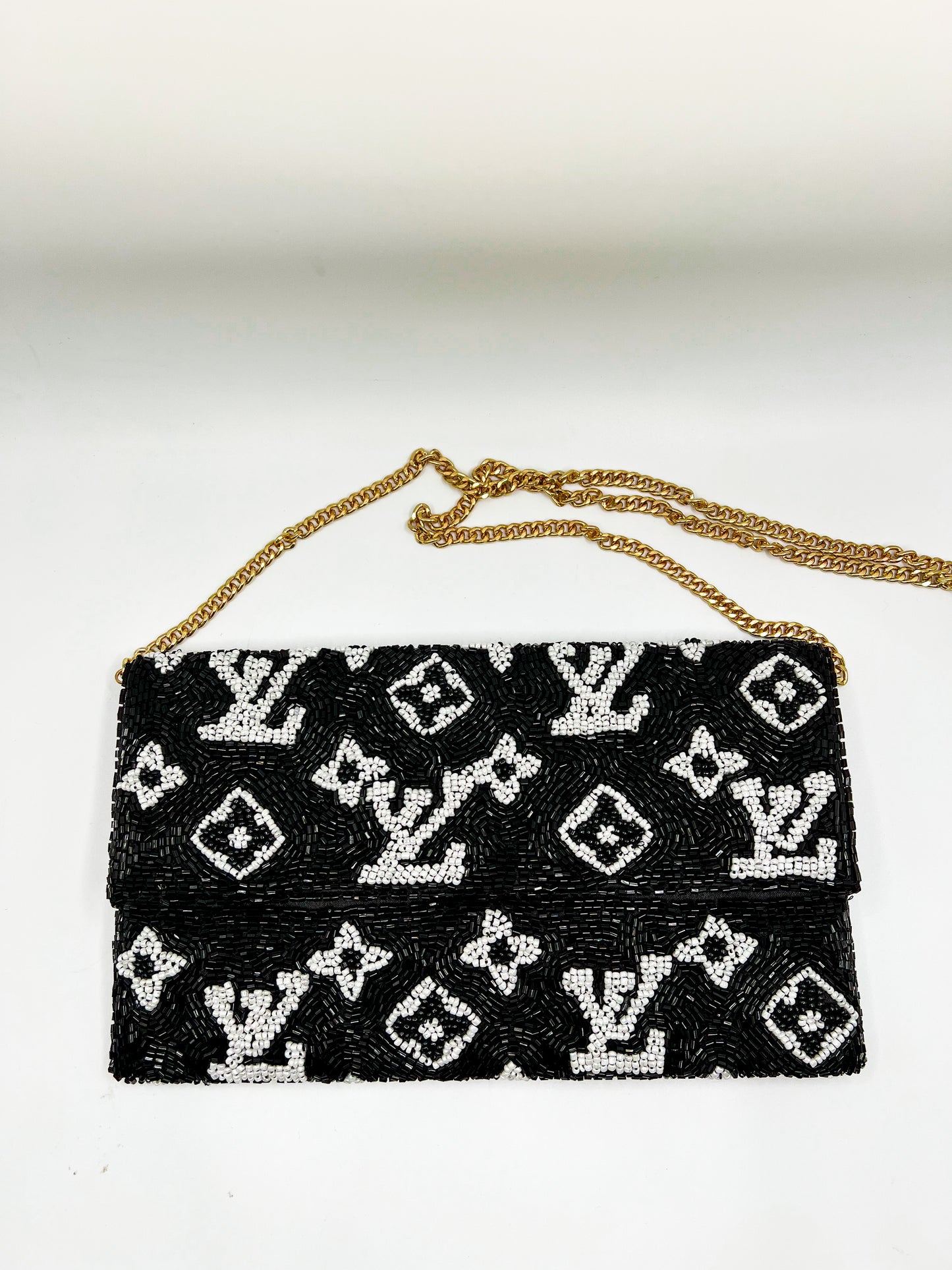 Beaded Clutch- Black Logo