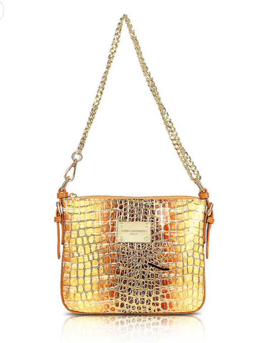 Gold Crocodile Print Crossbody